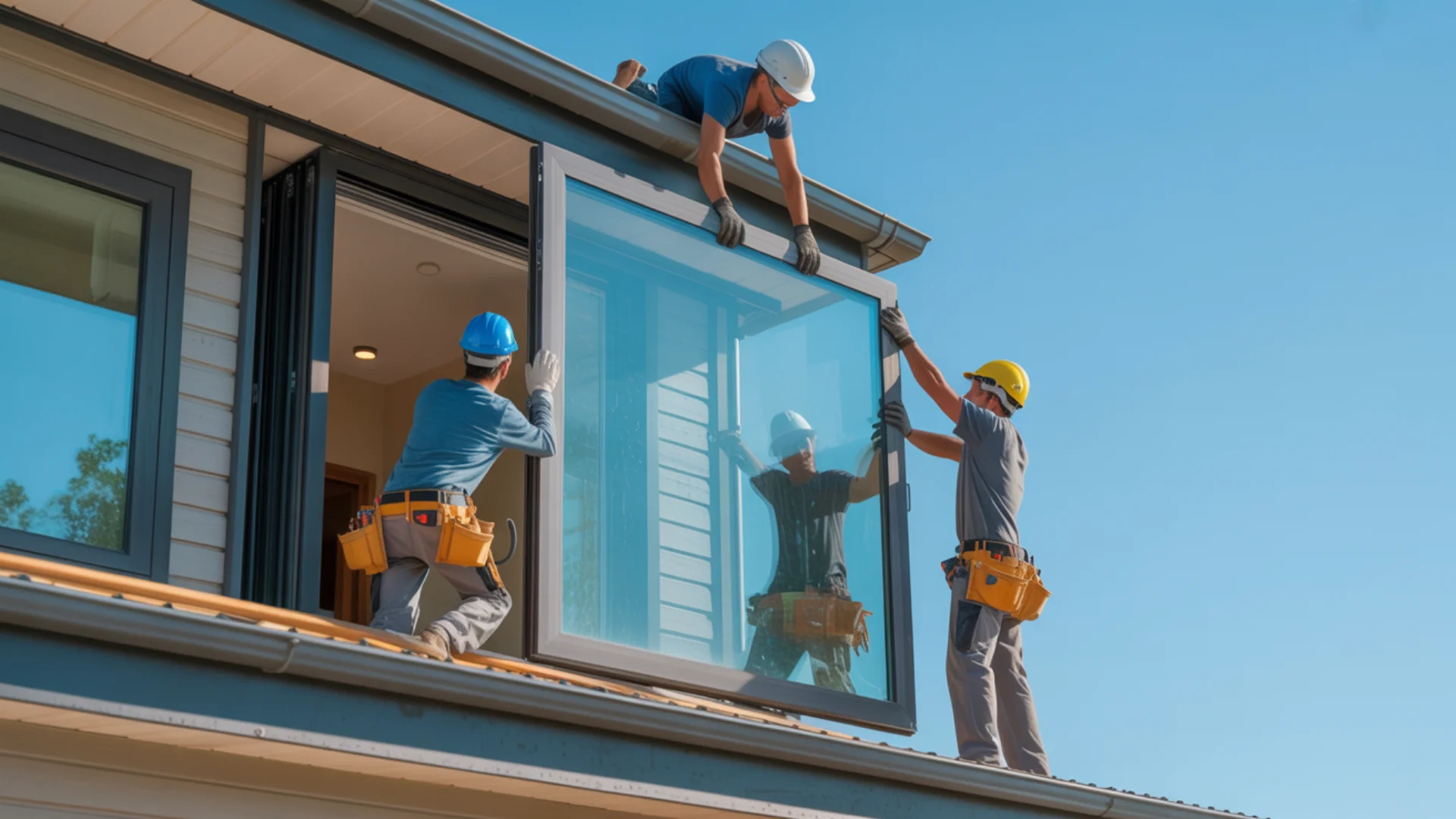 Nixon Exteriors installation team working on a residential window project in Vancouver