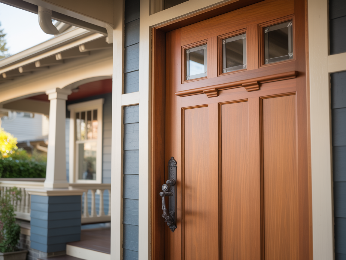 Craftsman fiberglass entry door on character home in Kitsilano Vancouver